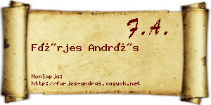 Fürjes András névjegykártya