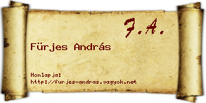 Fürjes András névjegykártya